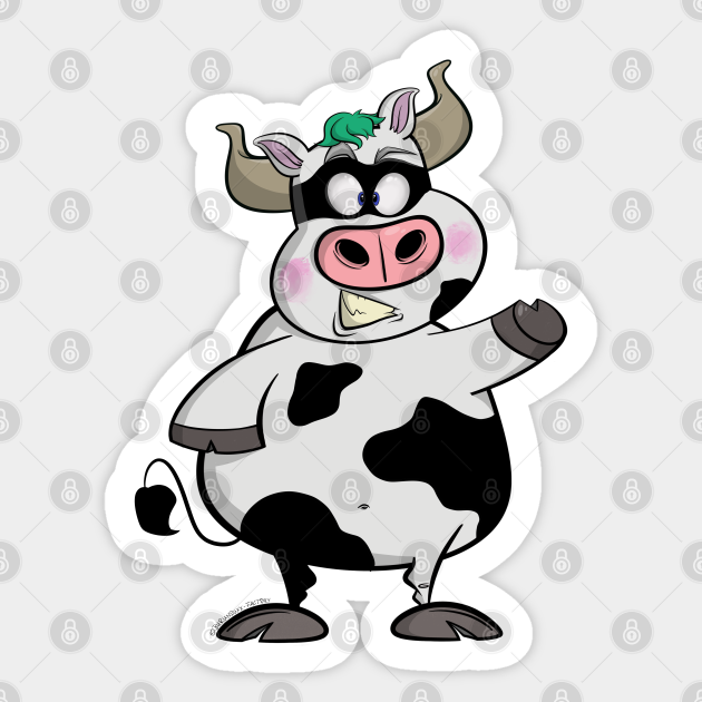 Funny Cartoon Milk cow - Milk Cow - Pegatina | TeePublic MX